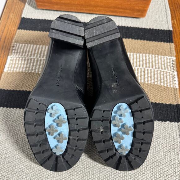 KENNETH COLE Justin Lug Loafer Booties Women 9M 90s Chunky Block Heel Leather - Picture 9 of 9